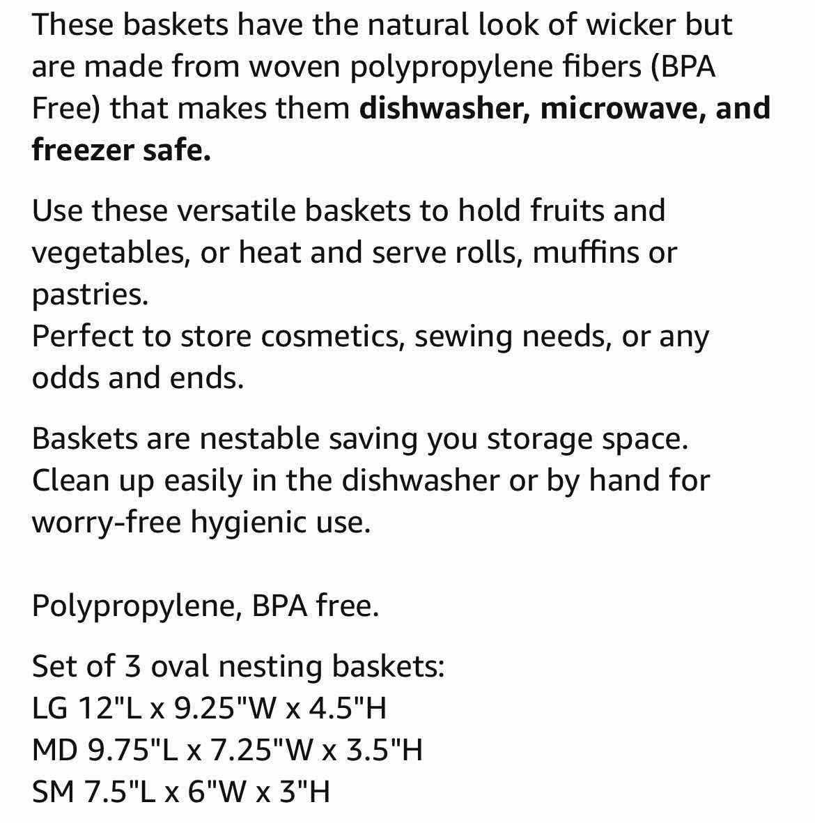 Photo 1 of HOME X PINK PLASTIC OVAL WICKER BASKETS 3 SET (1CASE/10SETS)