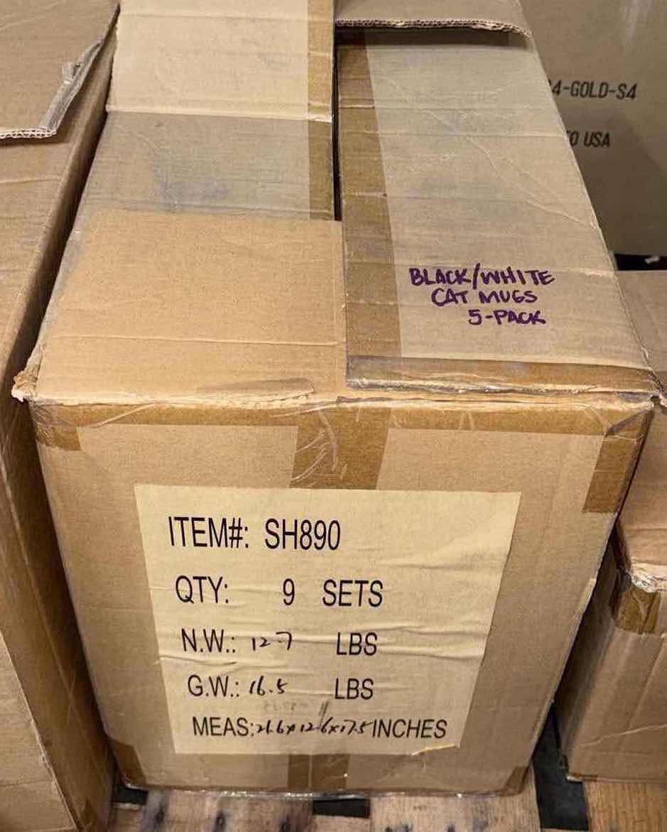 Photo 1 of NEW 5-PACK HOME-X SET OF 2 BLACK/WHITE CERAMIC 12 OZ CAT MUGS  (5 SETS OF 2-PACKS)