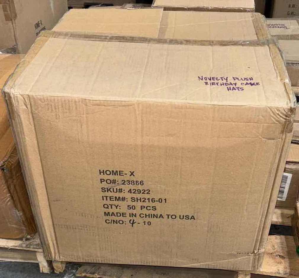 Photo 1 of $NEW CASE OF HOME-X NOVELTY PLUSH BIRTHDAY CAKE HAT W CANDLES, PINK (APPROX 50 PER CASE)