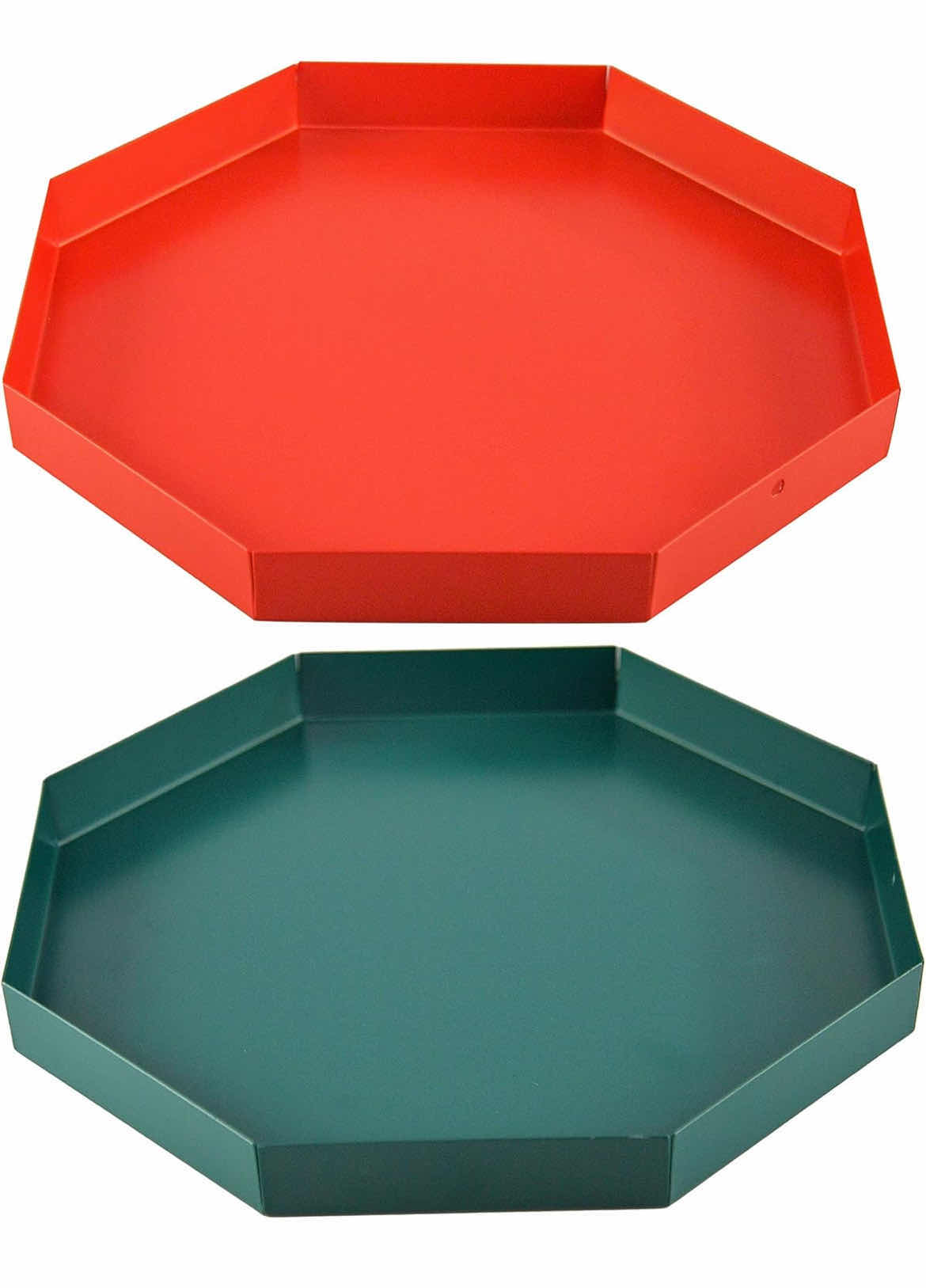 Photo 1 of NEW CASE HOME-X OCTAGON METAL DECORATIVE ORANGE & GREEN TRAY SET (1 CASE/12 SETS)