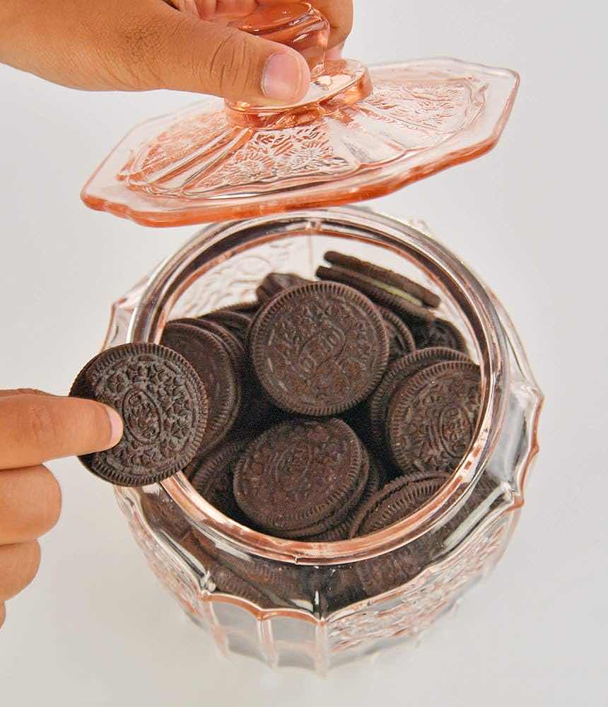 Photo 1 of NEW CASE HOME-X RETRO NOSTALGIC PINK GLASS CANISTER W LID (BOX OF 8)