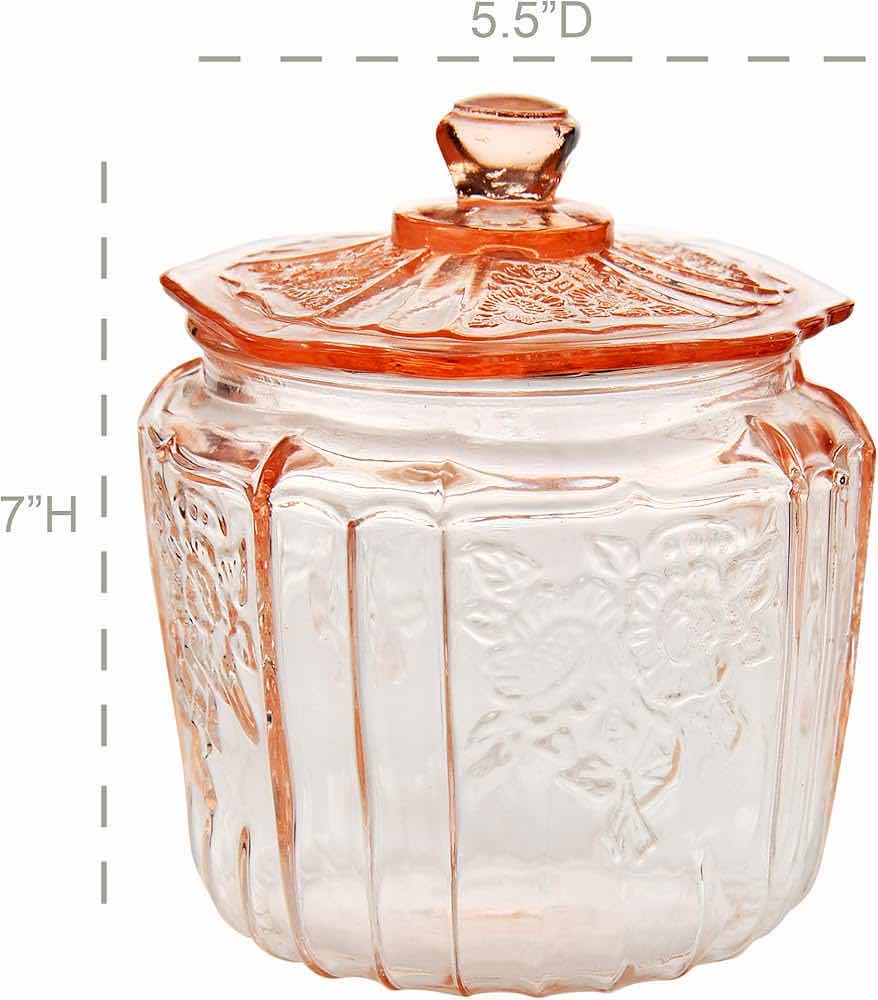 Photo 1 of NEW CASE HOME-X RETRO NOSTALGIC PINK GLASS CANISTER W LID (BOX OF 8)