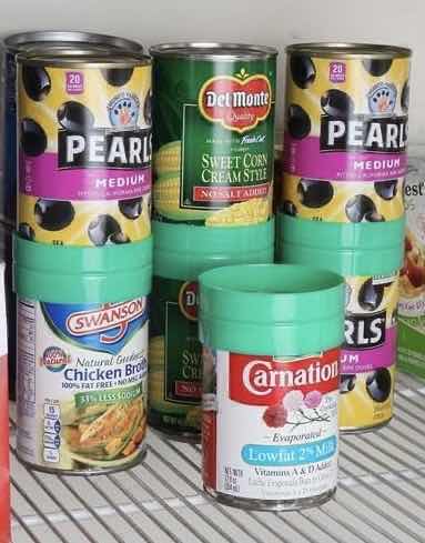Photo 1 of HOME-X GREEN PLASTIC SODA CAN & CANNED FOOD SHELF ORGANIZER STACKERS (1 CASE/48 SETS OF 4)