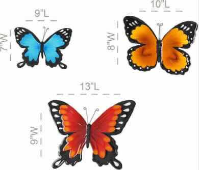 Photo 1 of NEW CASE HOME-X INDOOR/OUTDOOR 3PC METAL BUTTERFLY WALL ART (BOX OF 12 SETS)