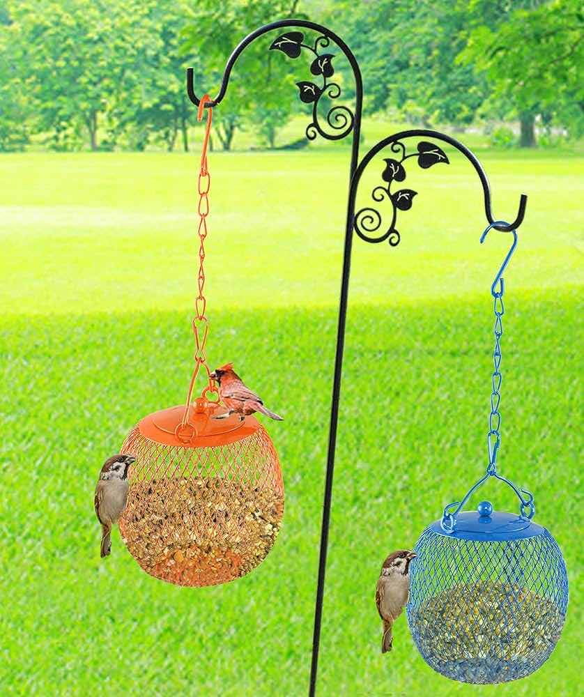 Photo 1 of NEW CASE HOME-X MULTI-COLOR IRON MESH BIRD FEEDER HANGING BALLS (CASE OF 16 SETS/48PCS TOTAL) 4.75” X H11.75”