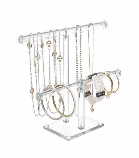 Photo 1 of NEW CASE OF HOME-X DELUXE CLEAR ACRYLIC 2 TIER T-BAR JEWELRY ORGANIZER (12 PCS/CASE)