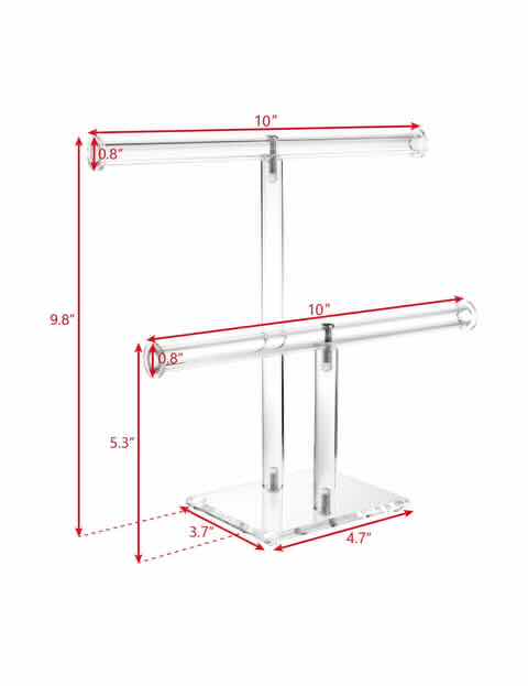 Photo 1 of NEW CASE OF HOME-X DELUXE CLEAR ACRYLIC 2 TIER T-BAR JEWELRY ORGANIZER (12 PCS/CASE)
