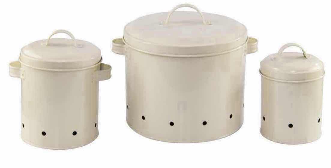 Photo 3 of NEW CASE OF HOME-X 3-PC CANISTER SET, POTATO, ONION & GARLIC, CREAM COLOR (4 SETS/CASE)