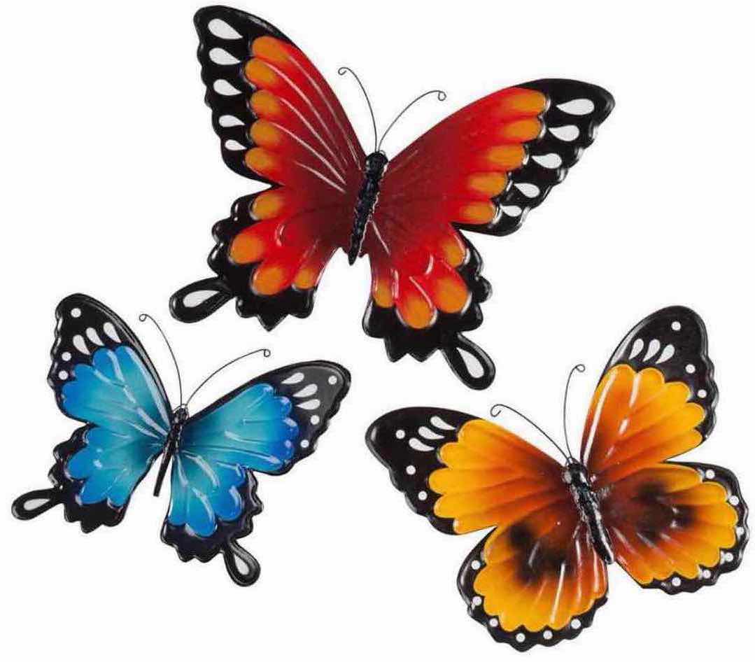 Photo 1 of NEW CASE HOME-X INDOOR/OUTDOOR 3PC METAL BUTTERFLY WALL ART (CASE OF 12 SETS)