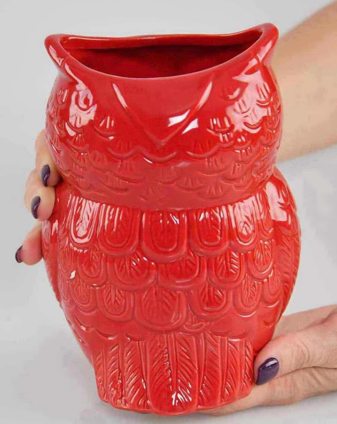 Photo 4 of NEW CASE OF HOME-X CERAMIC OWL DECOR/UTENSIL HOLDER, RED (12 PCS/CASE)