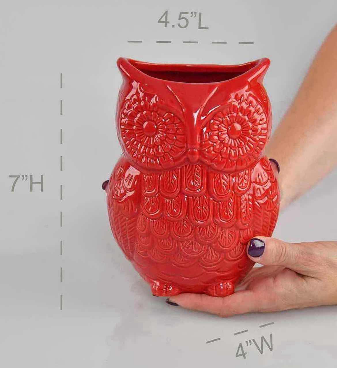 Photo 5 of NEW CASE OF HOME-X CERAMIC OWL DECOR/UTENSIL HOLDER, RED (12 PCS/CASE)