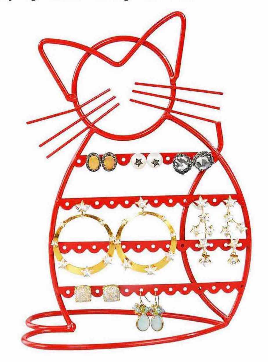 Photo 1 of NEW CASE OF ARAD CAT-SHAPED EARRING HOLDER/ORGANIZER DISPLAY, RED (16 PCS/CASE)