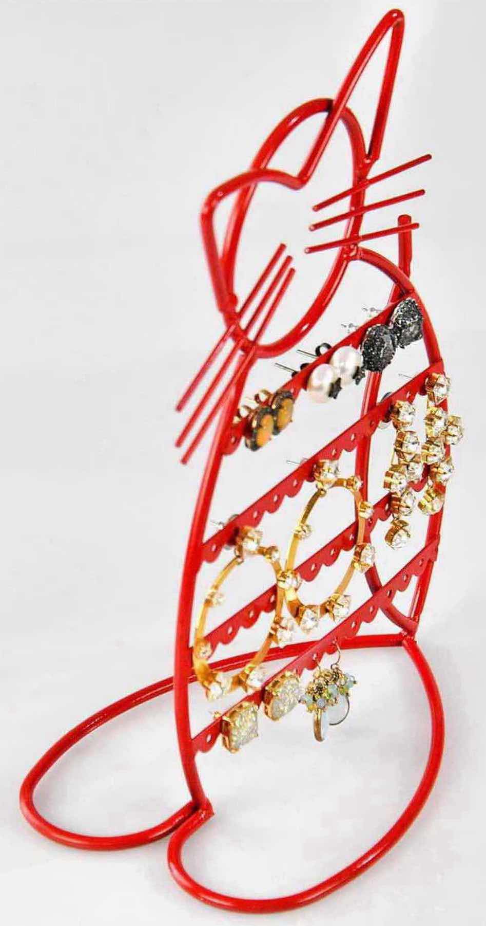Photo 1 of NEW CASE OF ARAD CAT-SHAPED EARRING HOLDER/ORGANIZER DISPLAY, RED (16 PCS/CASE)