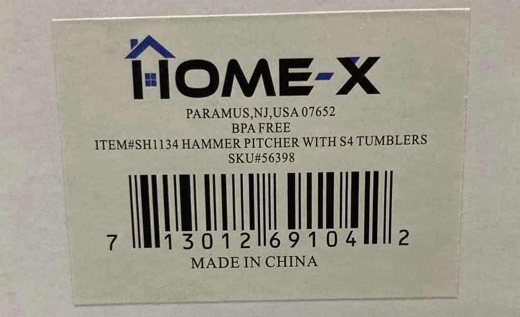 Photo 1 of NEW CASE HOME-X HAMMER PITCHER W 4 TUMBLERS (CASE OF 12 SETS)