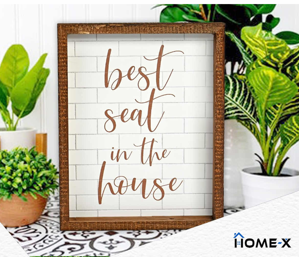 Photo 1 of 2-BRAND NEW HOME-X FUN BATHROOM SIGN, “BEST SEAT IN THE HOUSE”, FARMHOUSE RUSTIC WALL DECORATION, WOOD FRAMED SIGN, NATURAL AND WHITE