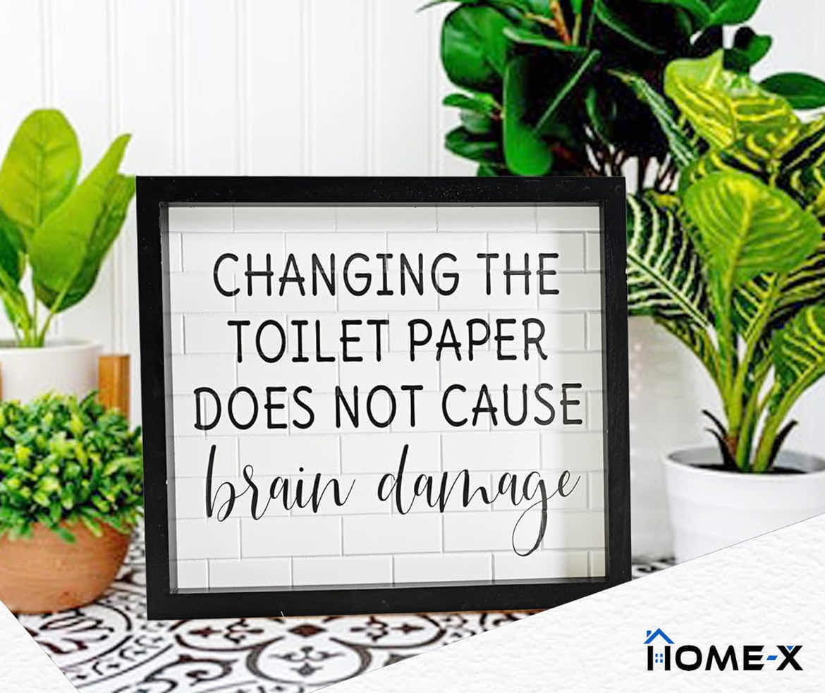 Photo 1 of 2-BRAND NEW-HOME-X FUN BATHROOM SIGN, “CHANGING THE TOILET PAPET DOES NOT CAUSE BRAIN DAMAGE” WOODEN SIGN, FUNNY BATHROOM DECOR, BLACK AND WHITE 9.75" X 7.75"H.