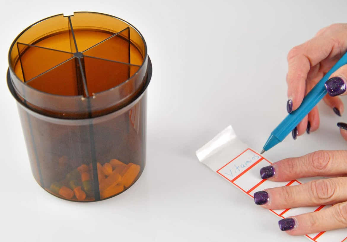 Photo 1 of 6-BRAND NEW HOME-X SIX SECTION VITAMIN/PILL DISPENSER WITH LABELS 4.1&quot;H