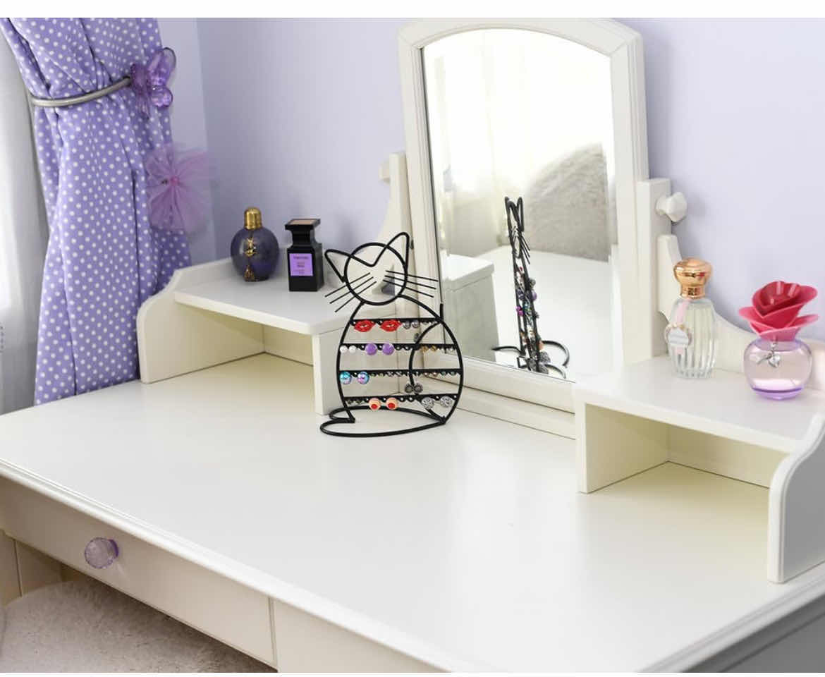 Photo 1 of BRAND NEW BLACK METAL CAT-SHAPED PIERCED EARRING DISPLAY ORGANIZER AND CHARM HOLDER. HOLDS 48 EARRINGS, 10"H.