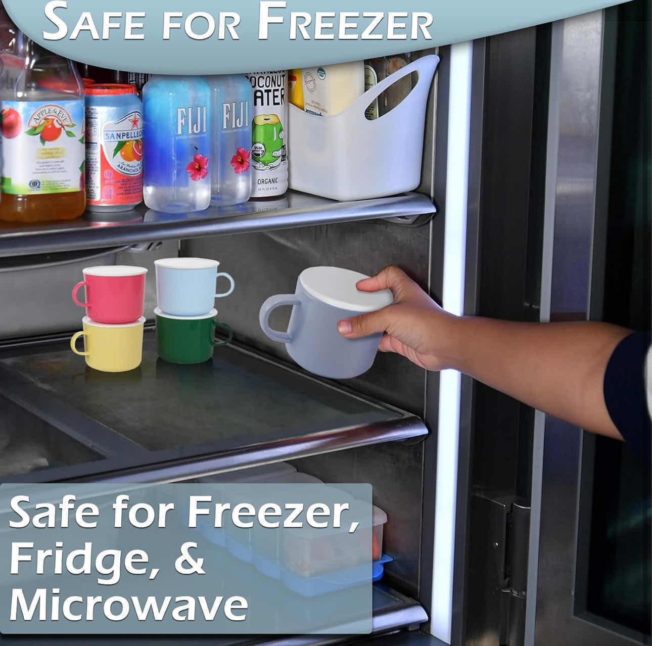 Photo 1 of 4-BRAND NEW-HOME-X MICROWAVE 20oz PORTABLE  SOUP/COFFEE MUGS WITH LIDS. SET OF 4 VARIOUS COLORED LARGE HANDELED CUPS FOR CAMPING OR TRAVEL. MADE OF DURABLE BPA-FREE POLYPROPYLENE.  3.5"H