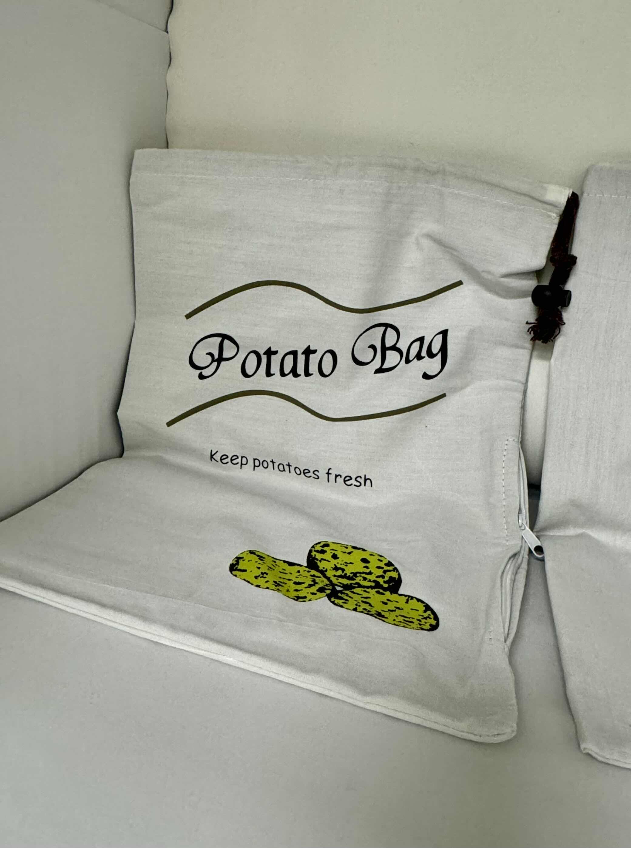 Photo 1 of 3-BRAND NEW-HOME-X RUSTIC COTTON REUSABLE PRODUCE BAGS. WHITE WITH DOUBLE DRAWSTRING POUCH, REUSABLE ECO-FRIENDLY NATURAL MUSLIN BAGS, LABLED FOR POTATOES, ONIONS, AND GARLIC. 11"W X 16"H.