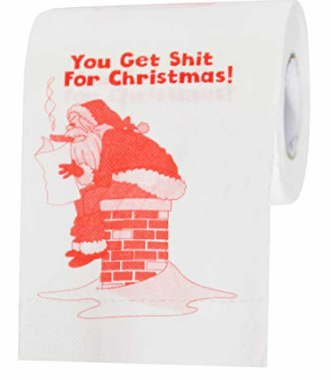 Photo 1 of BRAND NEW CASE OF 100-HOME-X-CHRISTMAS NOVELTY DECORATIONS. SANTA "DELIVERING PRESENTS" TOILET PAPER. GAG GIFT, FUNNY CHRISTMAS DECOR.