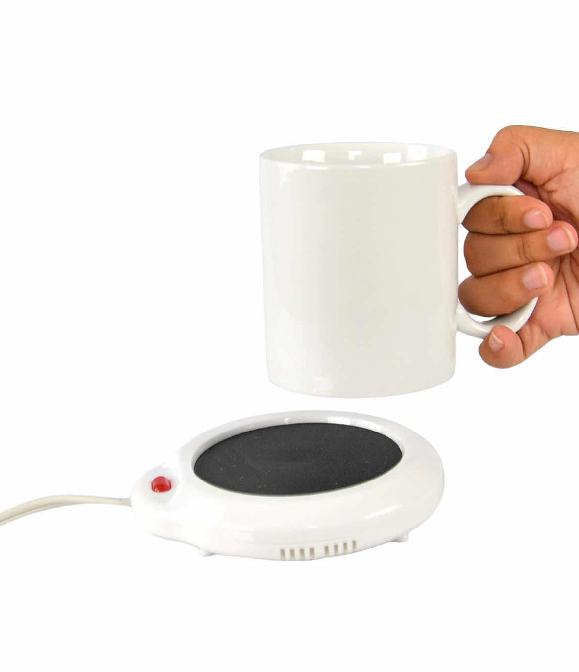 Photo 1 of BRAND NEW CASE OF 12- HOME-X WHITE  MUG WITH MUG WARMER SET, 3 1/2" D x 4" H, White