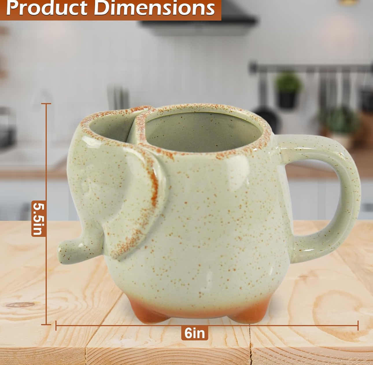 Photo 1 of BRAND NEW HOME-X ELEPHANT MUG WITH TEA BAG HOLDER - 16 oz HEAT RESISTANT CERAMIC ELEPHANT TEA CUP - MICROWAVE SAFE - WEATHERED GREEN