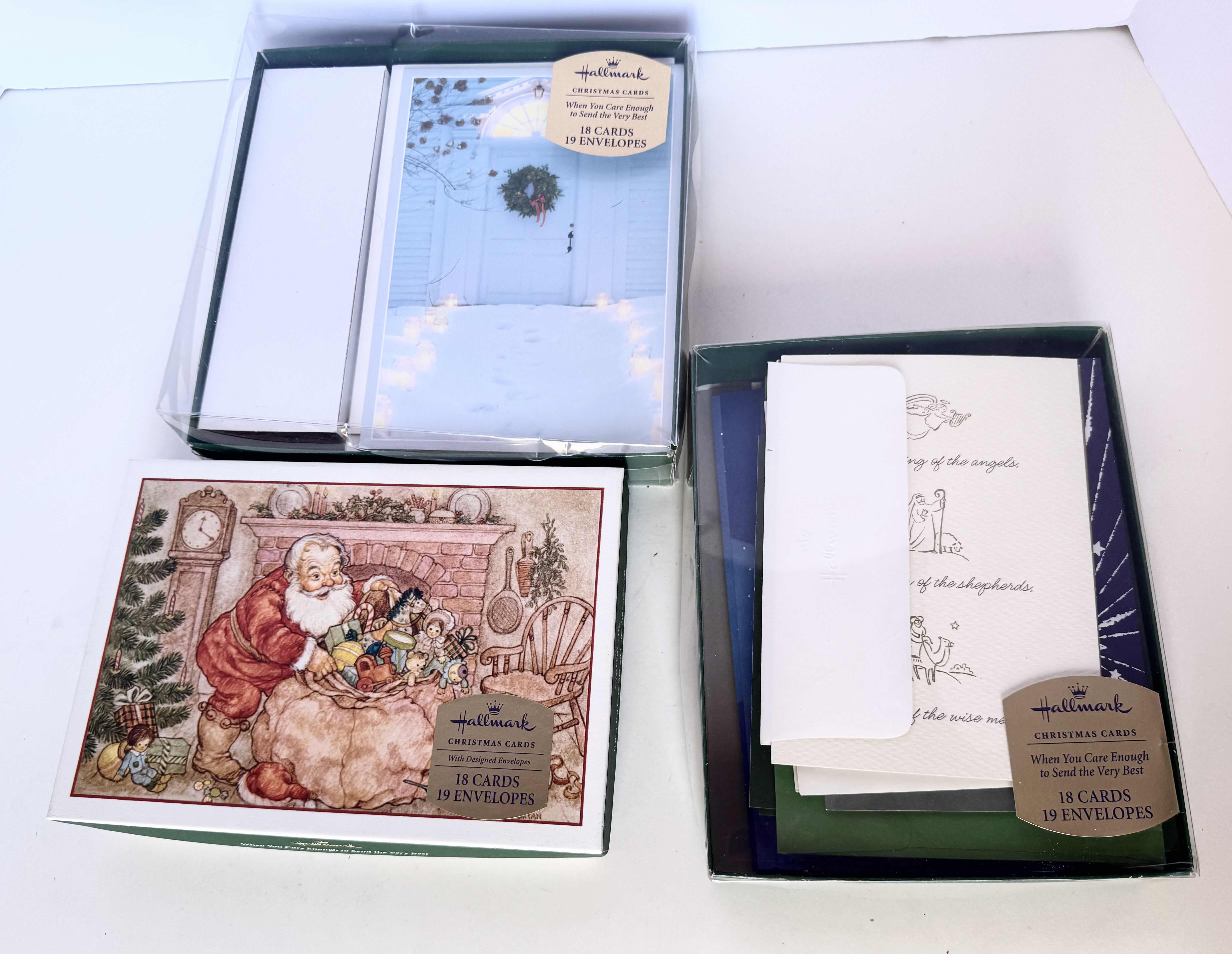 Photo 1 of DECORATIVE SANTA CLAUSE BY CLOTHTIQUE POSSIBLE DREAMS 25”H AND ASSORTED HOLIDAY CARDS