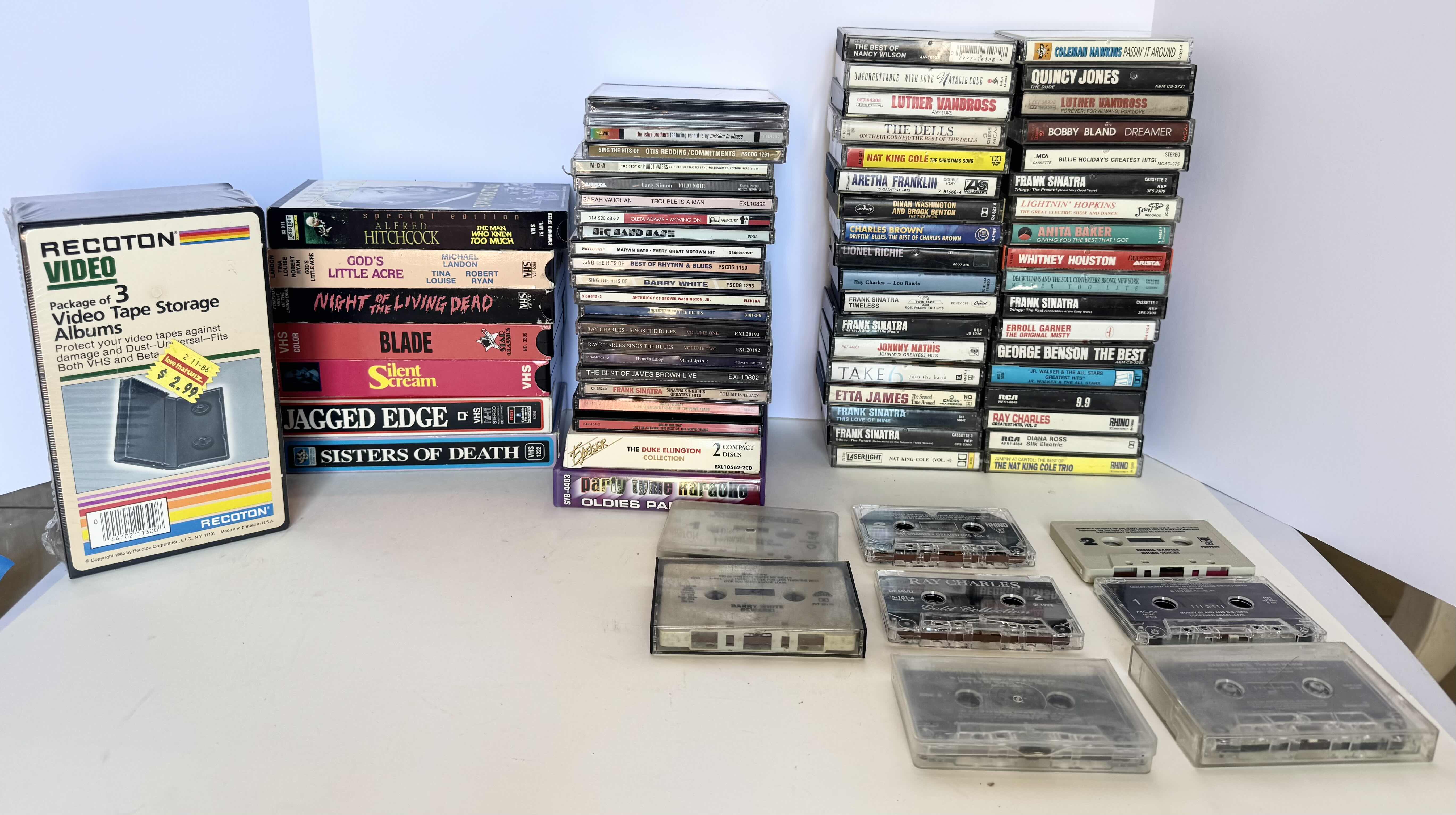 Photo 1 of COLLECTION OF VHS, CD’S, CASSETTES, AND VIDEO TAPE COVERS 3 PACK