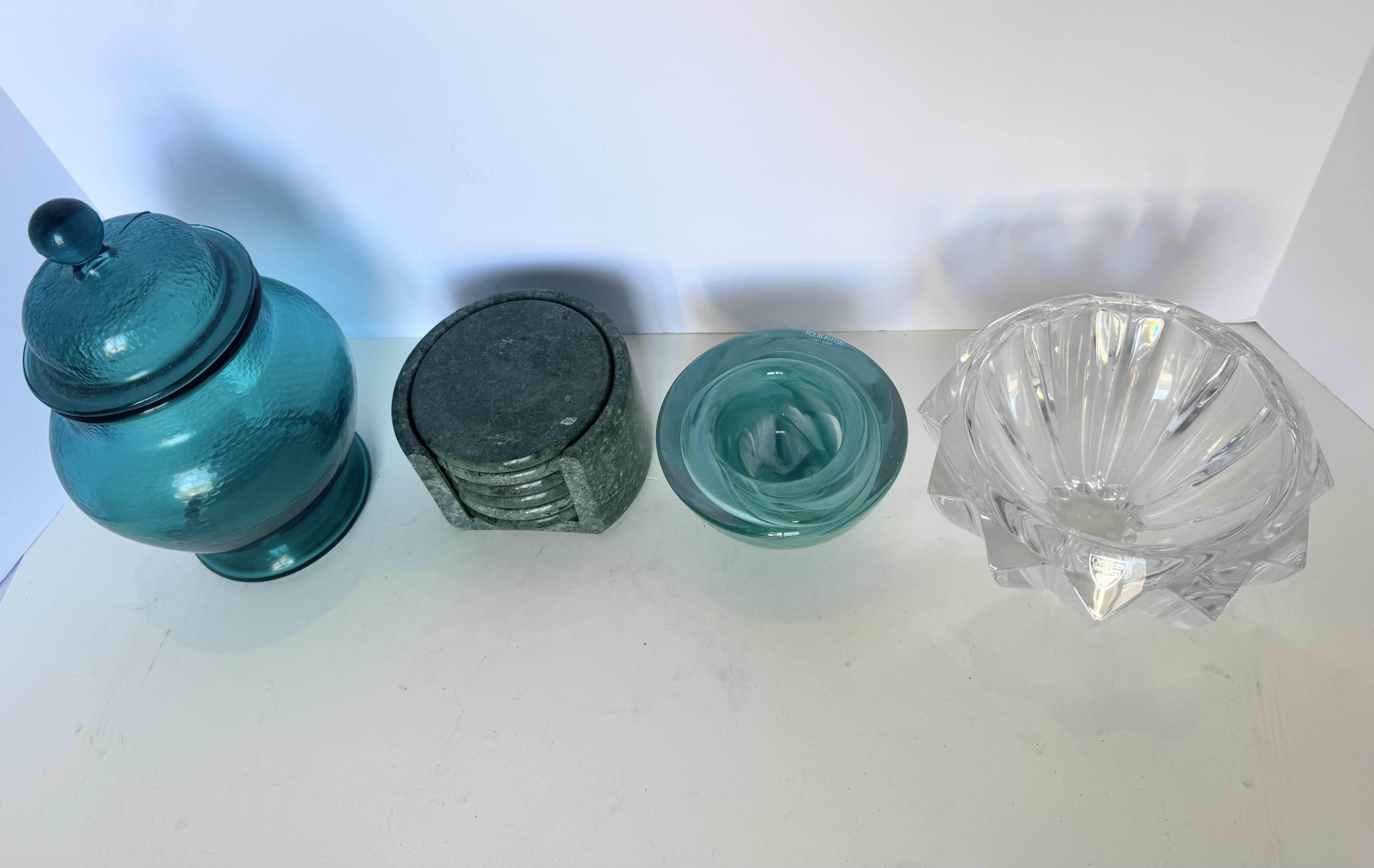 Photo 2 of HOME DECOR ACCESSORIES-CHRYSTAL AND GLASS CANDY JAR, TABLE COASTERS, CANDY BOWLS.