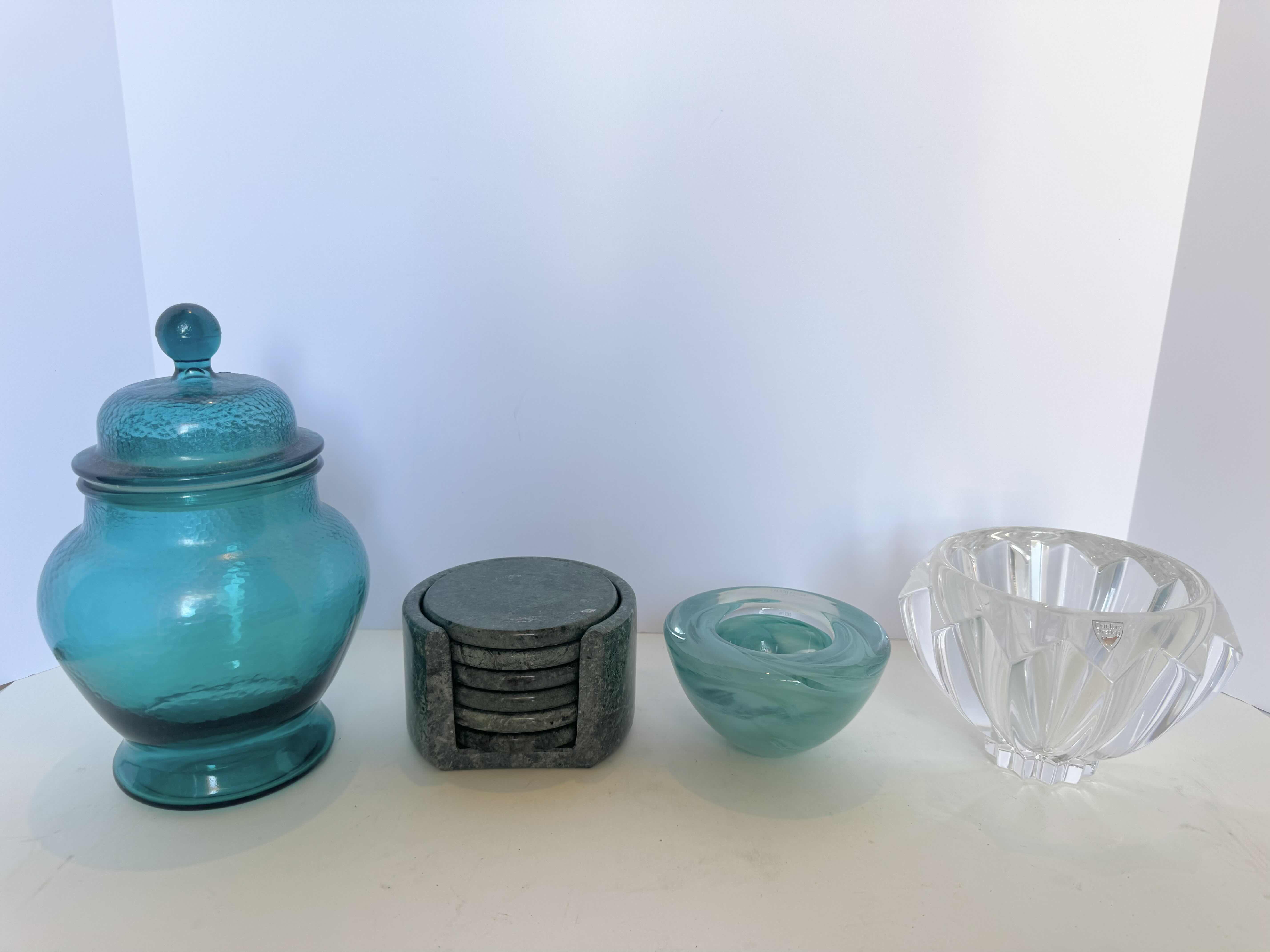 Photo 1 of HOME DECOR ACCESSORIES-CHRYSTAL AND GLASS CANDY JAR, TABLE COASTERS, CANDY BOWLS.