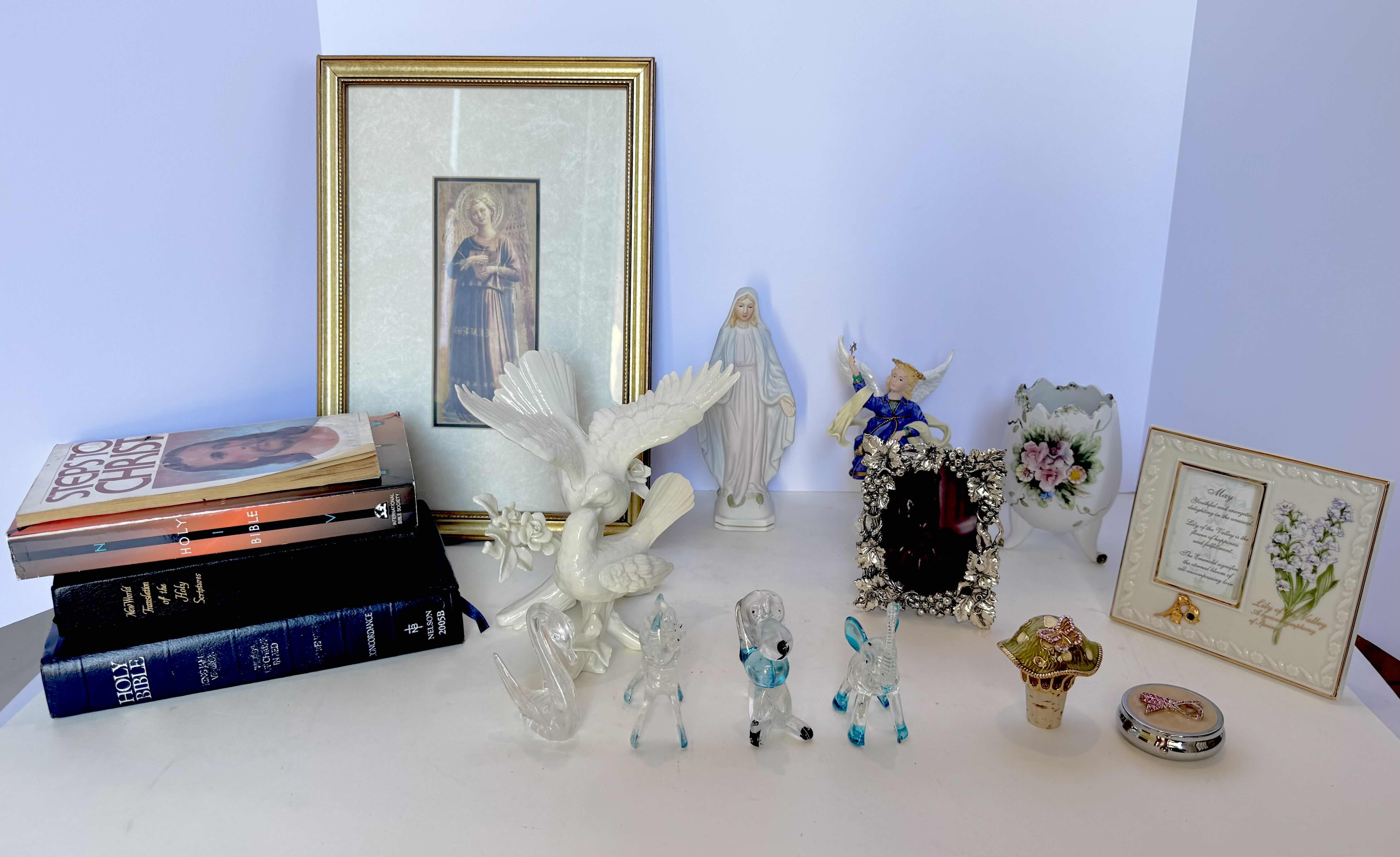 Photo 1 of COLLECTION OF RELIGIOUS BOOKS, FIGURINES, STATUES & FRAMES