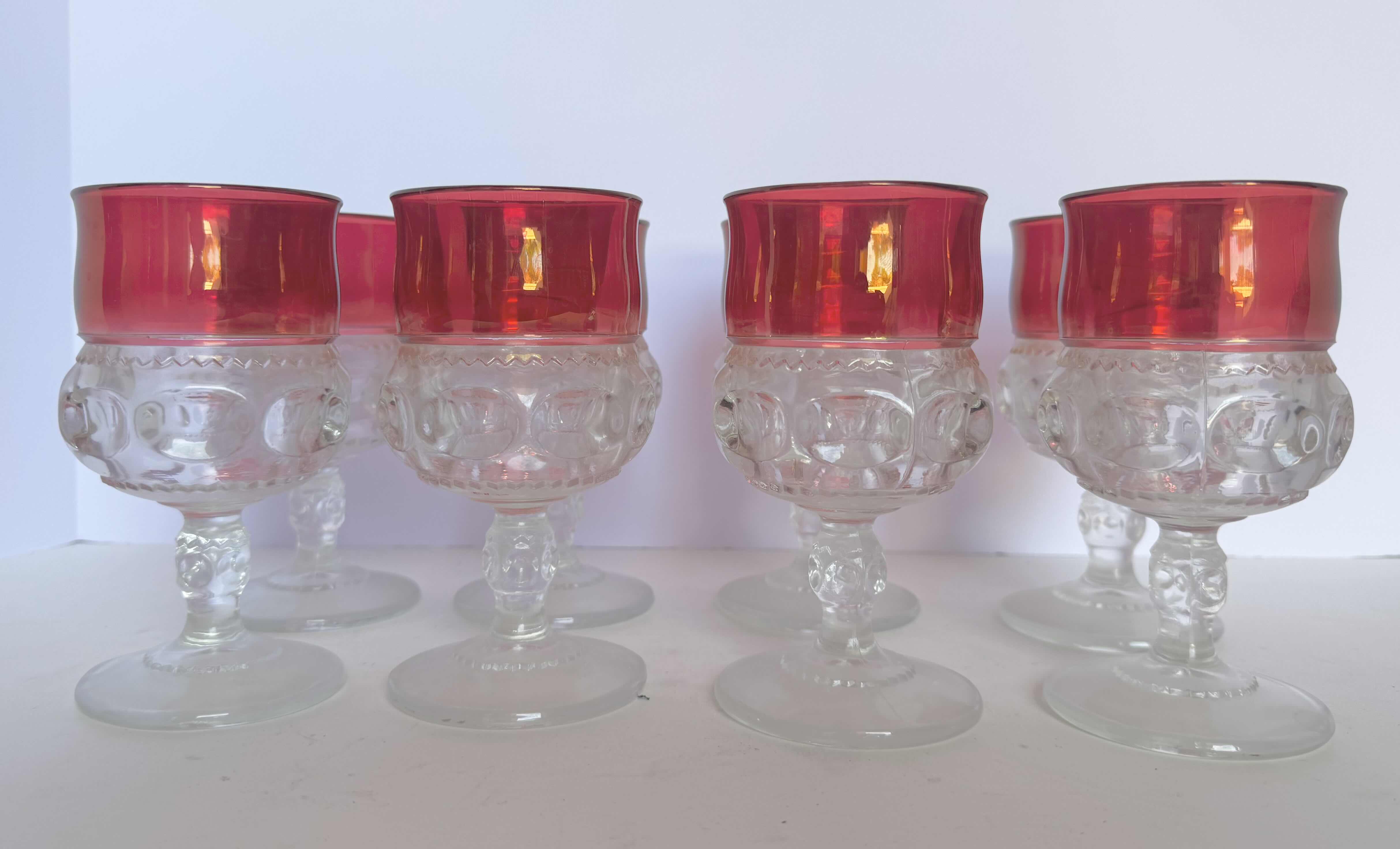 Photo 1 of 8-VINTAGE RED TRIMMED GLASS STEMWARE H5.5”