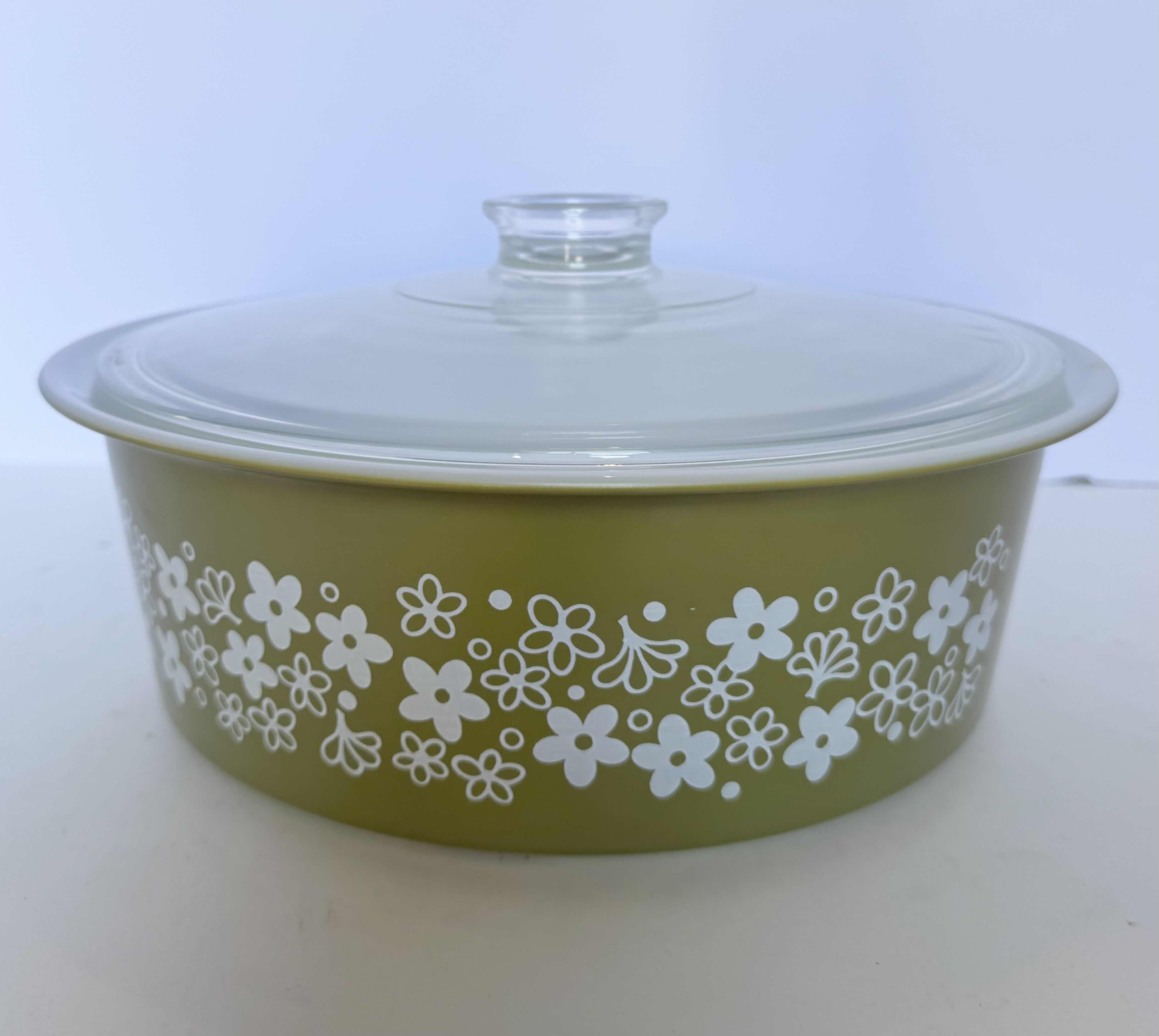 Photo 1 of PYREX BAKING BOWL WITH COVER 11”W X 4”H, PEA GREEN.