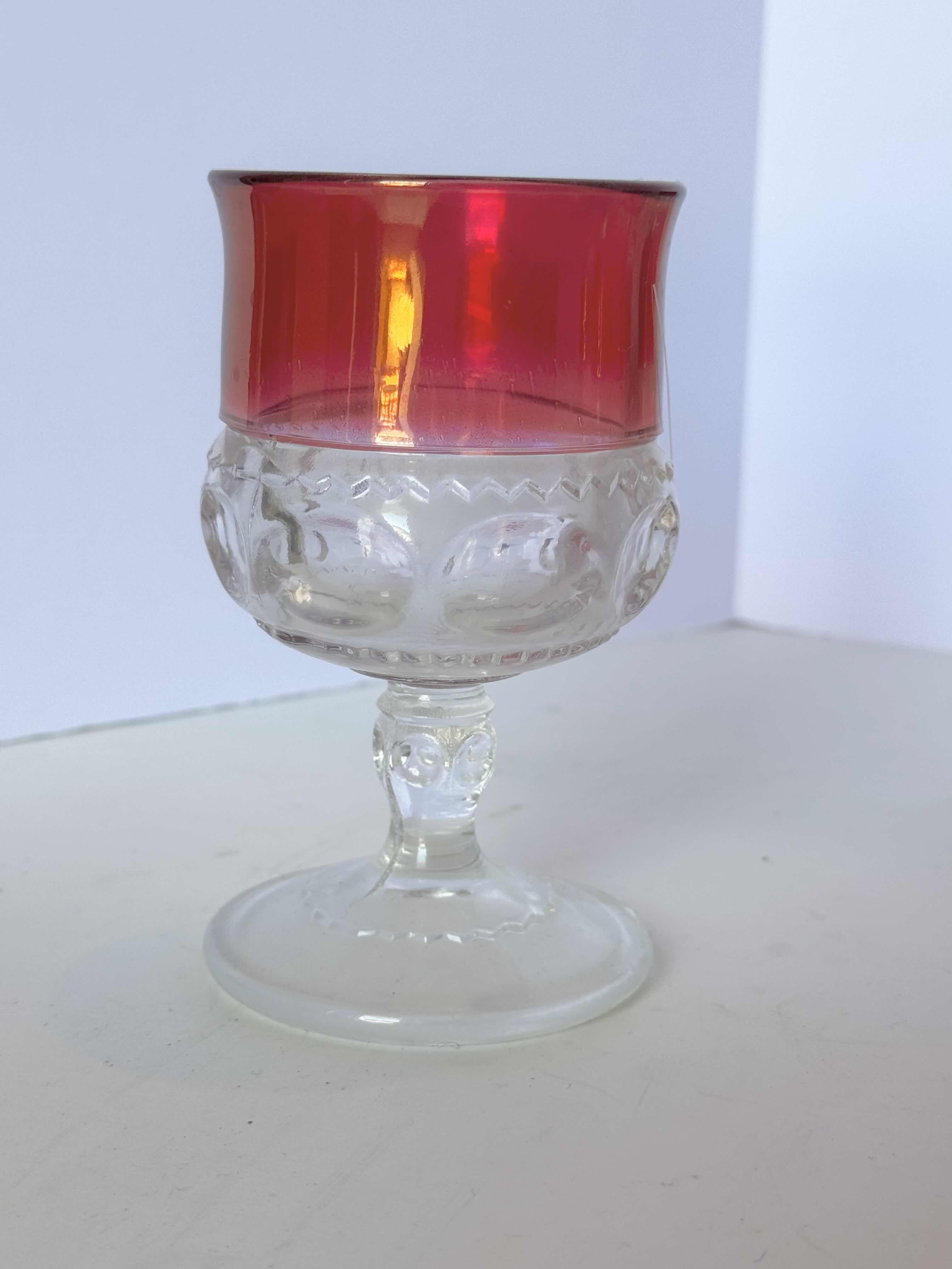 Photo 3 of 8 PIECE GLASS VINTAGE KINGS CUPS 4.5”H, RED