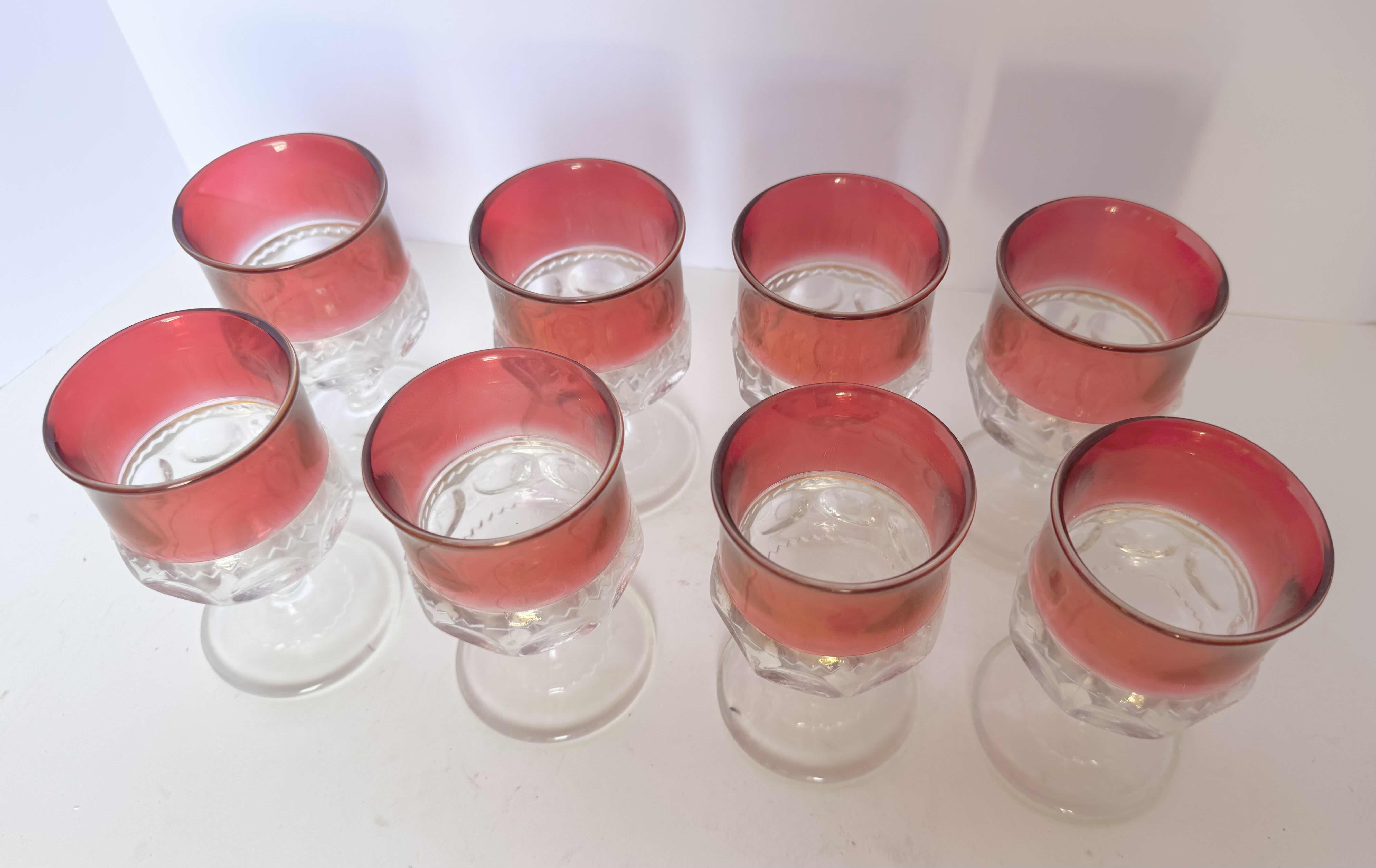 Photo 2 of 8 PIECE GLASS VINTAGE KINGS CUPS 4.5”H, RED