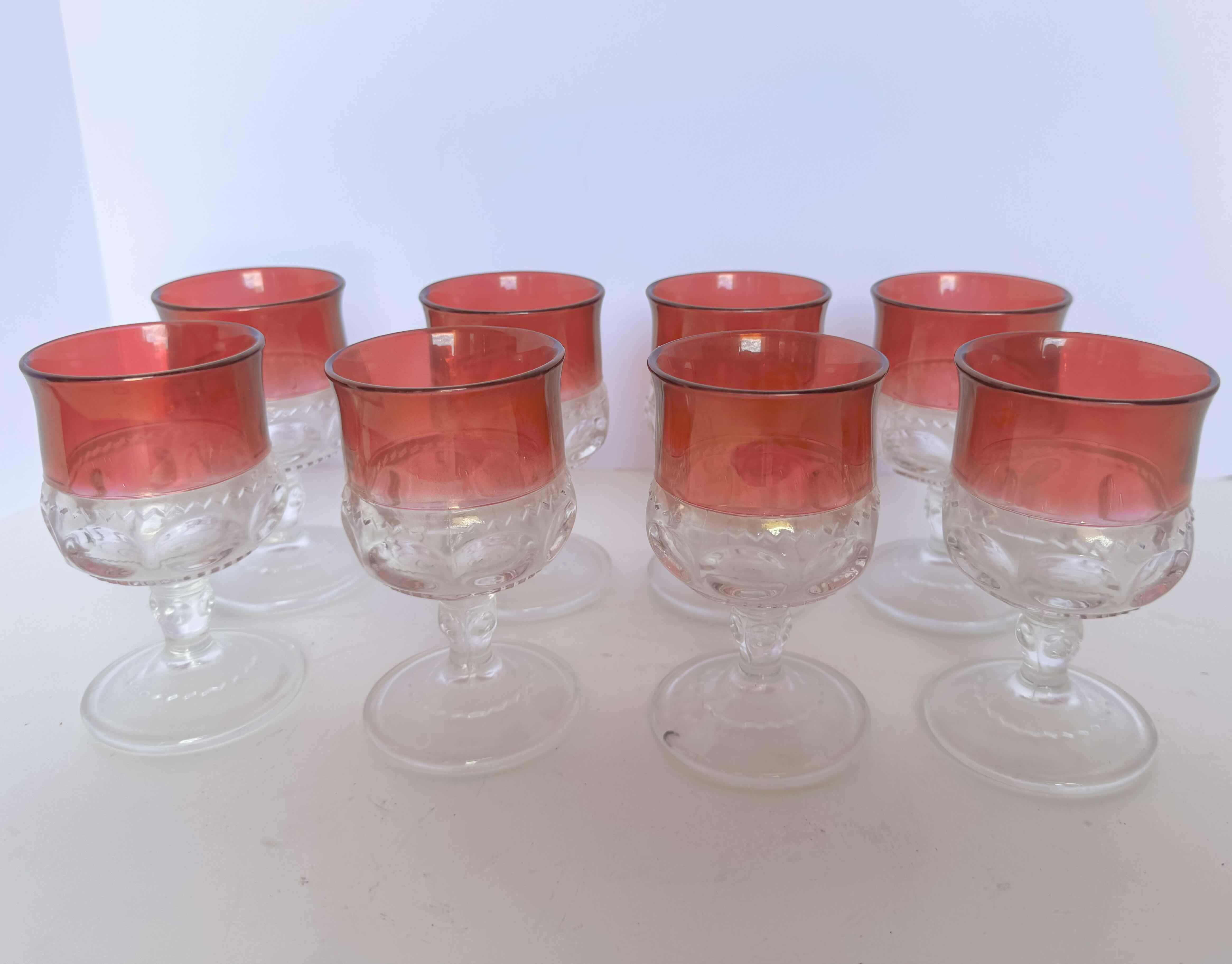 Photo 1 of 8 PIECE GLASS VINTAGE KINGS CUPS 4.5”H, RED