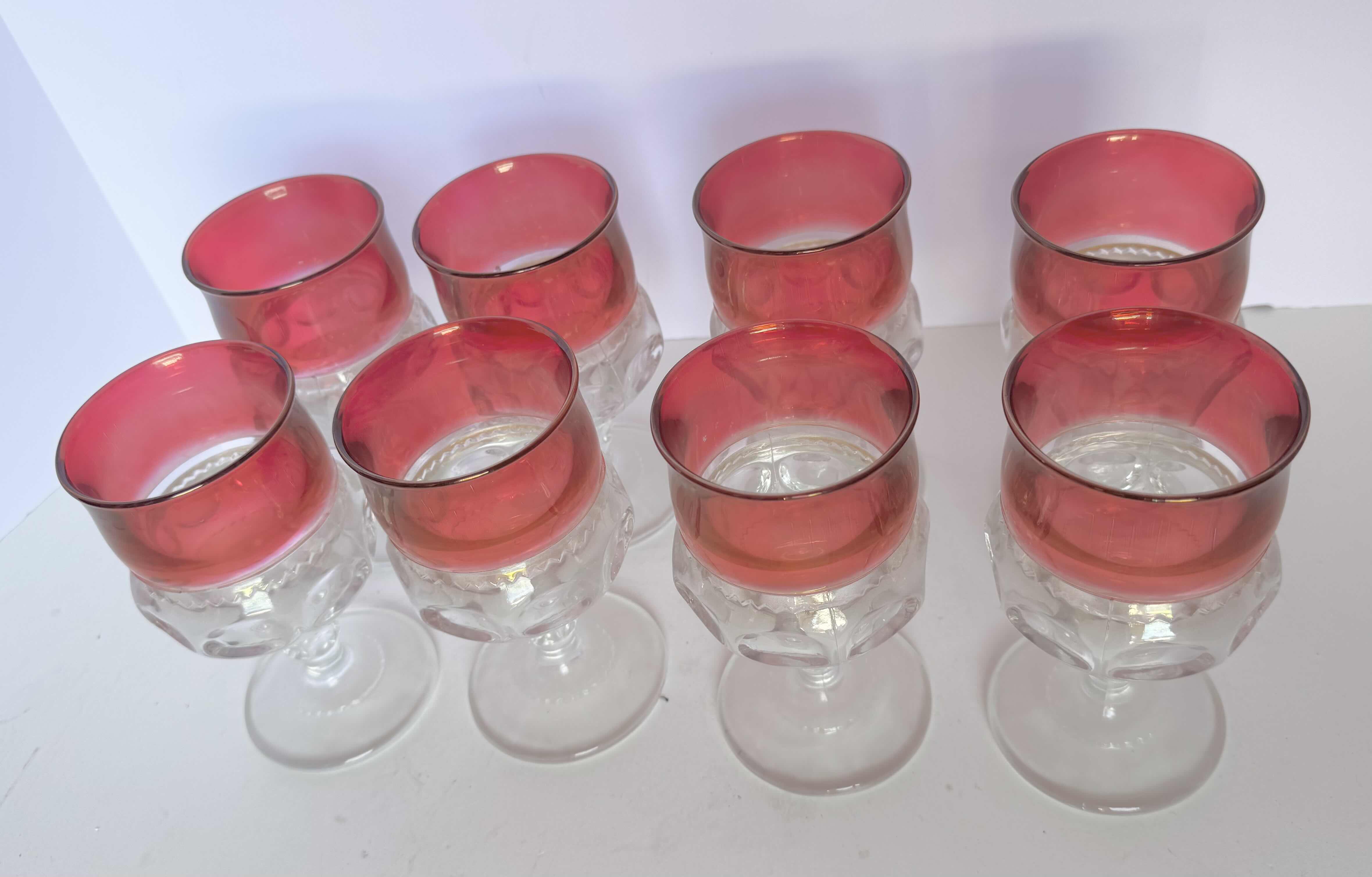 Photo 1 of 8 PIECE GLASS VINTAGE KINGS CUPS 5.5”H, RED