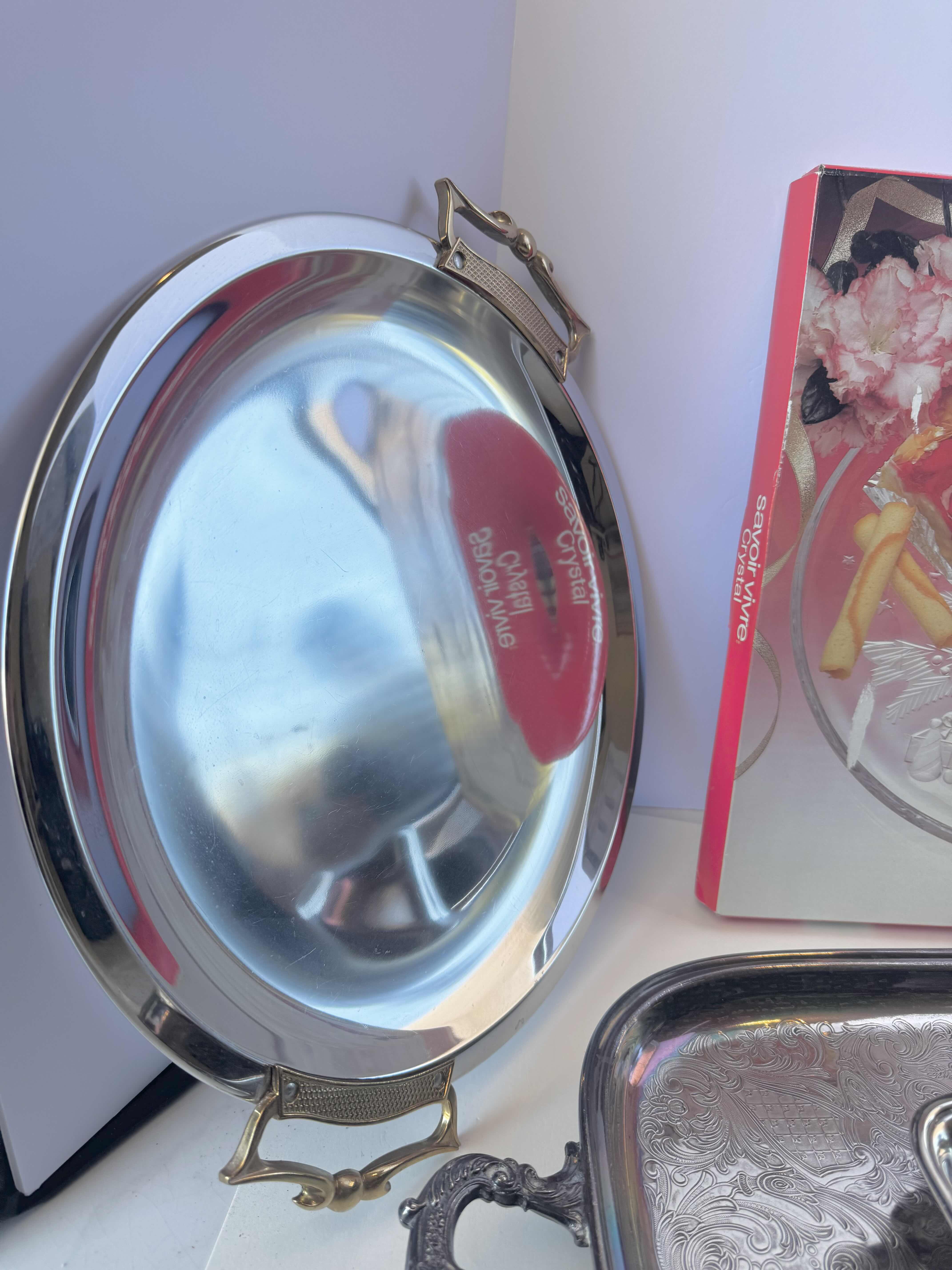 Photo 1 of ASSORTED DECORATIVE SERVING TRAYS, 5 ITEMS