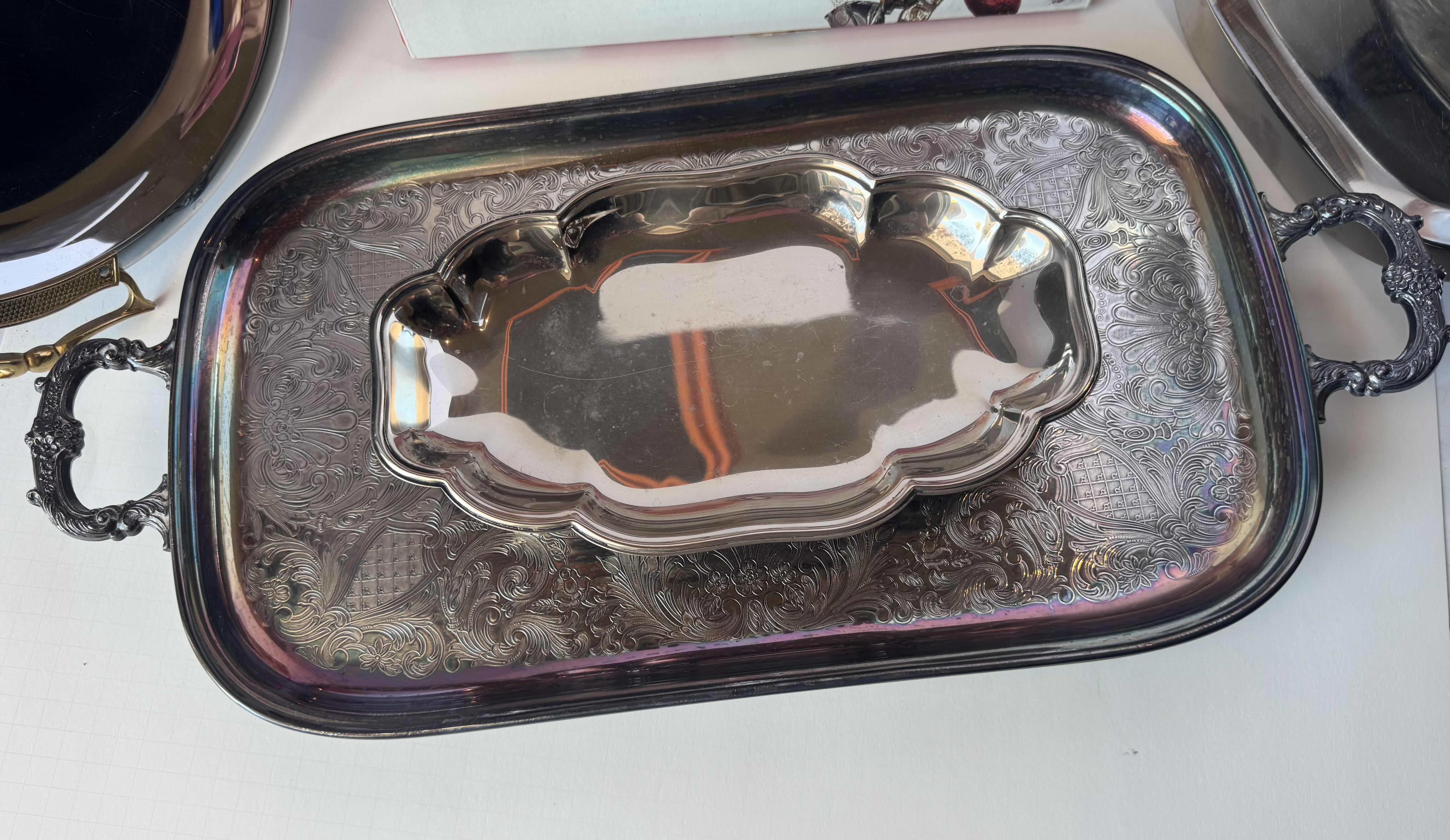 Photo 1 of ASSORTED DECORATIVE SERVING TRAYS, 5 ITEMS