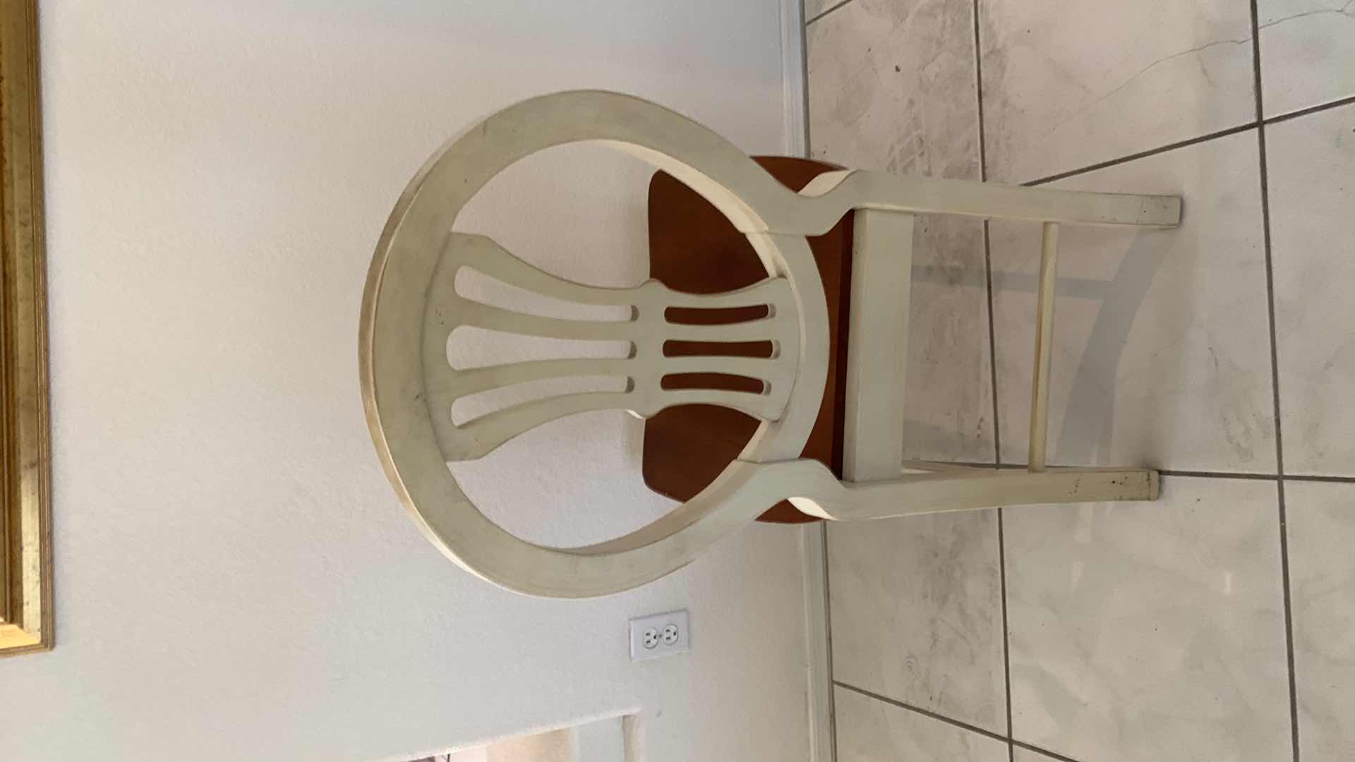 Photo 1 of WHITE AND NATURAL TWO TONE WOODEN DINING CHAIR. 1 OF 4 IN SET (SOLD SEPARATELY)