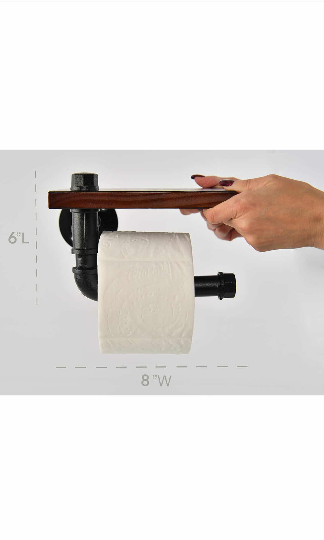 Photo 1 of BRAND NEW CASE OF HOME-X INDUSTRIAL IRON PIPE TOILET PAPER ROLL HOLDER WITH FLOATING WOOD SHELF