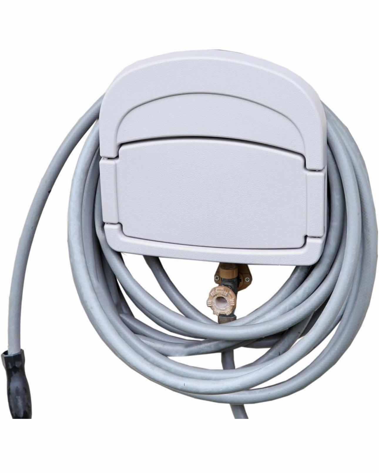 Photo 1 of BRAND NEW CASE OF HOME-X WALL MOUNT HOSE HOLDER, INCLUDES A COMPARTMENT FOR STORING HOSE ATTACHMENTS , GREY (14" L x 12.5" H x 6" W)