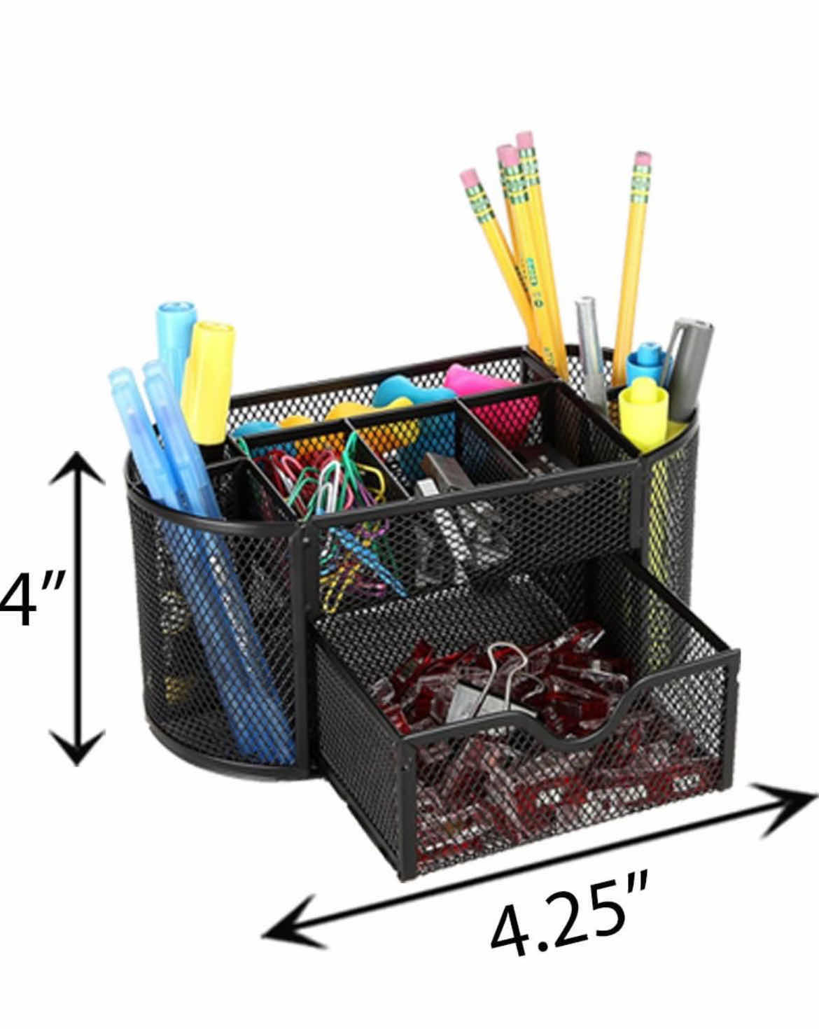 Photo 2 of BRAND NEW CASE OF ARAD SPACE SAVING BLACK METAL WIRE MESH 8 COMPARTMENT OFFICW ORGANIZER CADDY WITH DRAWER