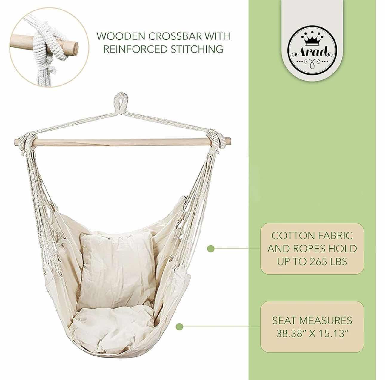 Photo 1 of BRAND NEW CASE OF ARAD HAMMOCK PATIO CHAIR, HANGING PORCH SWING WITH CUSHIONS