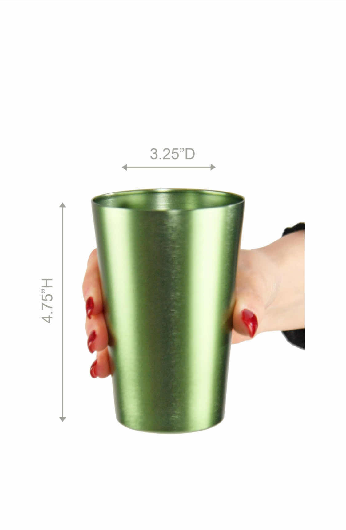 Photo 2 of BRAND NEW CASE OF HOME-X ALUMINUM TUMBLERS SET OF 4, METAL DRINKING CUPS FOR HOME KITCHEN, STYLE ANODIZED ALUMINUM, STACKABLE 12 OZ, GREEN