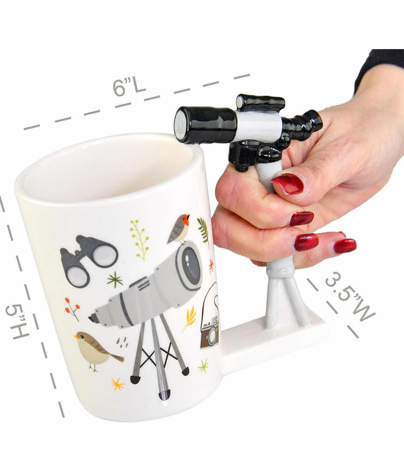 Photo 2 of BRAND NEW CASE OF HOME-X BIRD WATCHING NOVELTY COFFEE MUG WITH TELESCOPE HANDLE FOR BIRD LOVERS - 10oz
