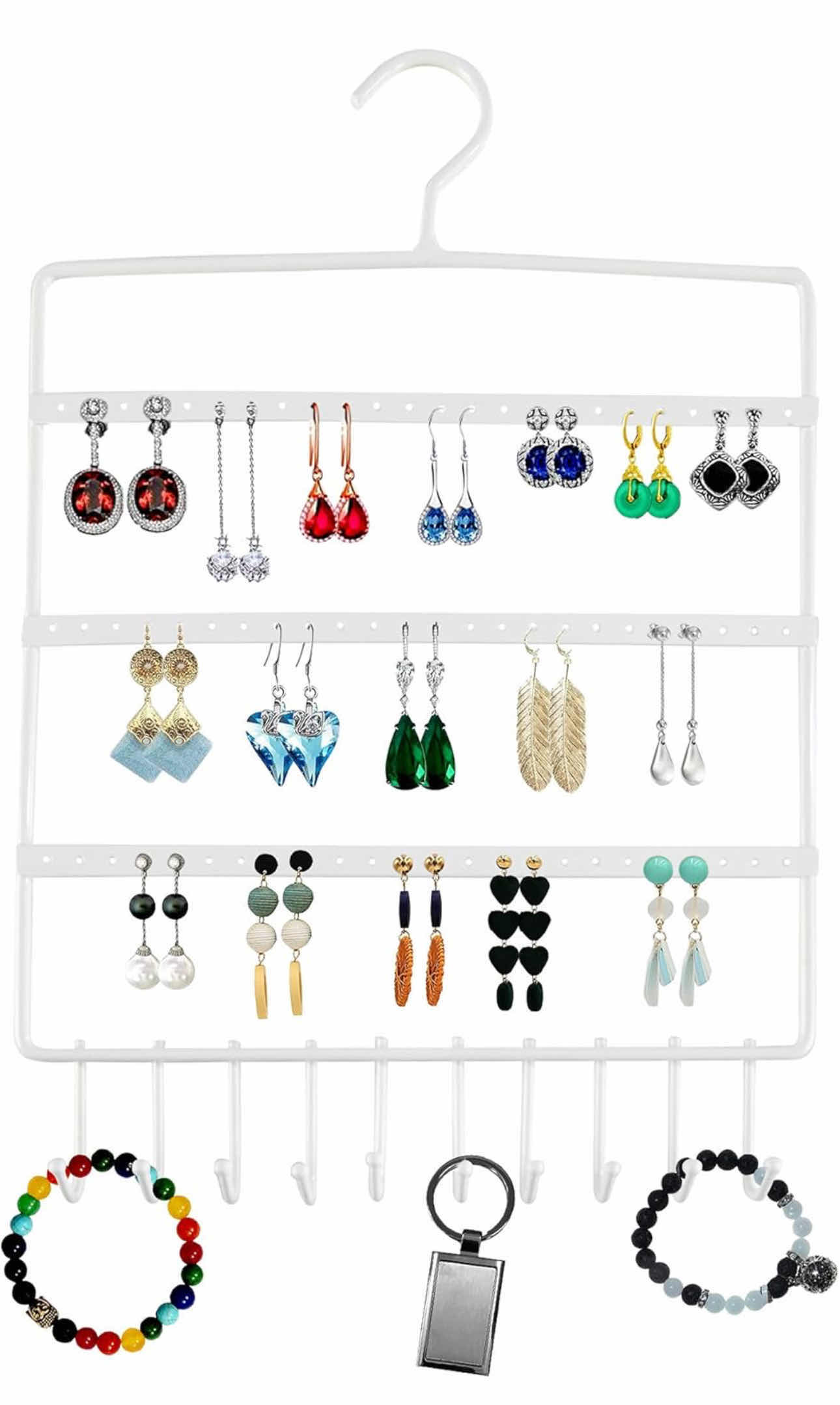 Photo 1 of BRAND NEW CASE OF HOME-X HANGING JEWELRY RACK, 15 ¼ " L x 10 ¾ " W x 1 ¼ " H, WHITE