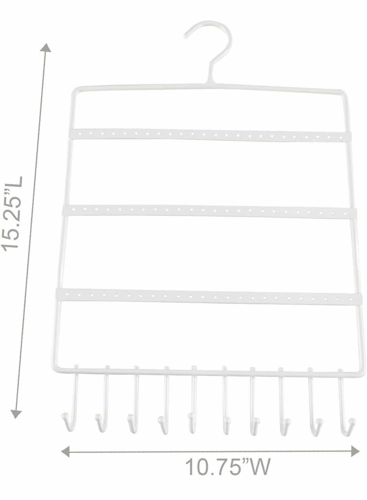 Photo 1 of BRAND NEW CASE OF HOME-X HANGING JEWELRY RACK, 15 ¼ " L x 10 ¾ " W x 1 ¼ " H, WHITE