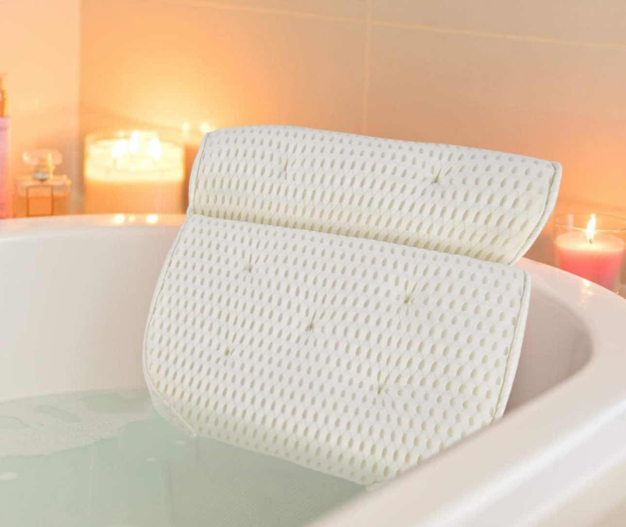 Photo 1 of BRAND NEW CASE OF HOME-X BATH PILLOW FOR NECK & BACK SUPPORT WITH SUCTION CUPS 14" L x 14" W x 3" W, WHITE